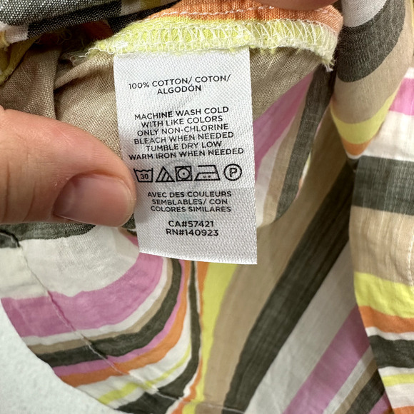 LOFT Top Womens‎ Small Petite Striped Square Neck Oversized Gauzy Cotton Boho - Picture 5 of 6